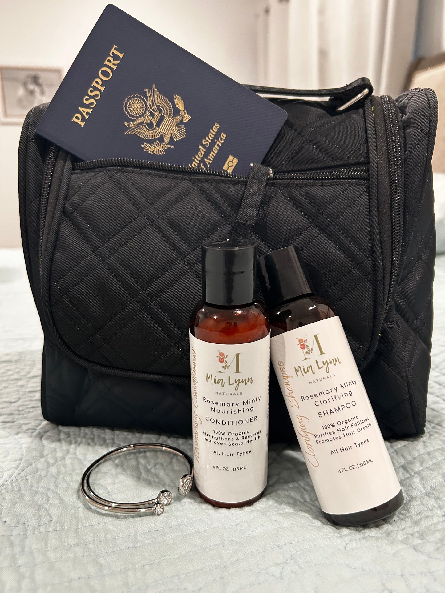 Travel Size Rosemary Minty Shampoo and Conditioner - Mialynnnaturals