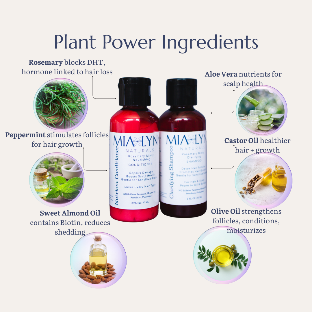 Travel Size Rosemary Minty Shampoo and Conditioner