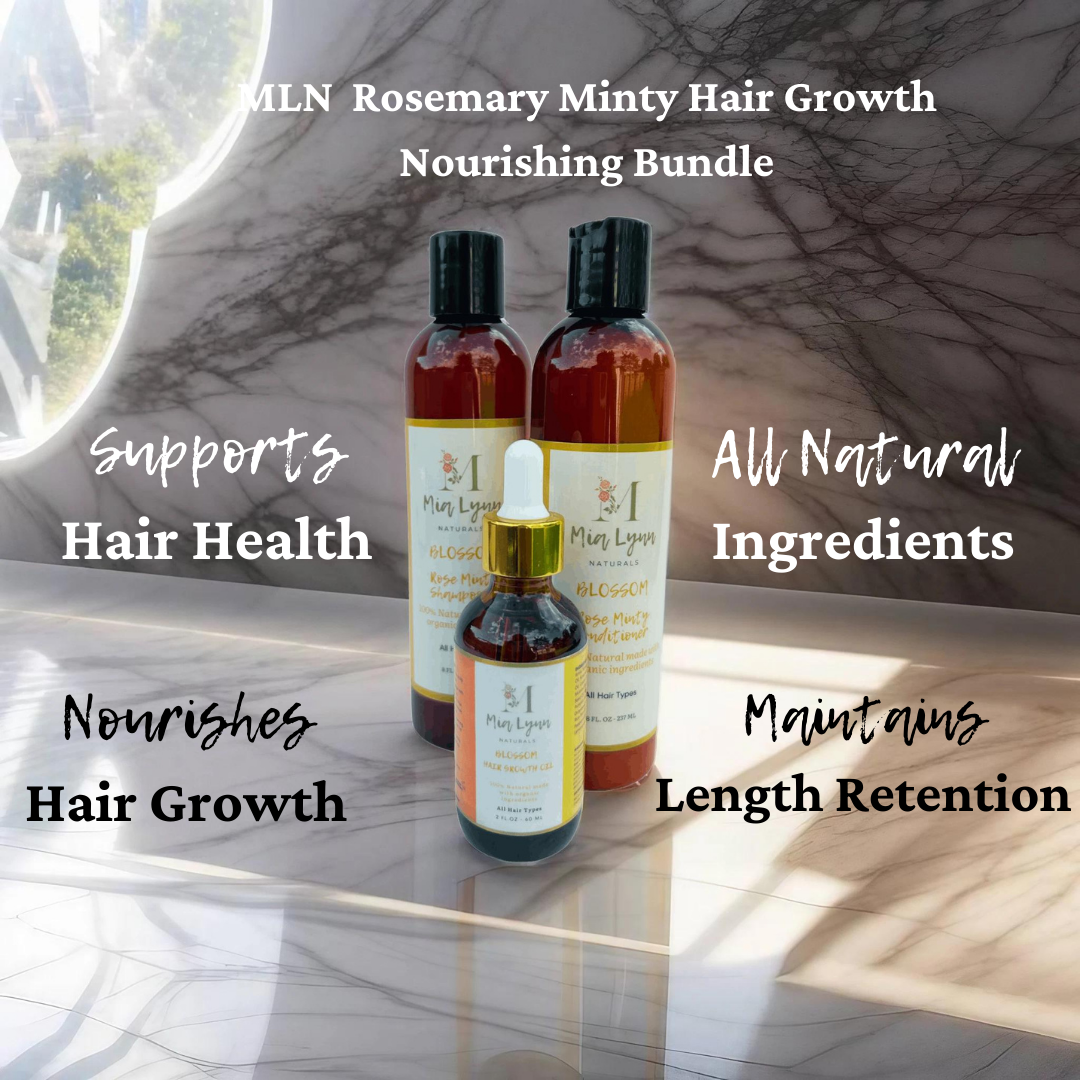 Mia Lynn Naturals Rosemary Minty Hair Growth Nourishing Oil, Shampoo, Conditioner Bundle Set - Mialynnnaturals