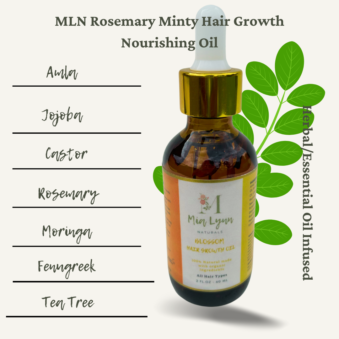 Mia Lynn Naturals Rosemary Minty Hair Growth Nourishing Oil, Shampoo, Conditioner Bundle Set - Mialynnnaturals